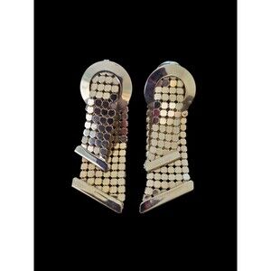 Vintage Metal Mesh Scale Clip On Earrings